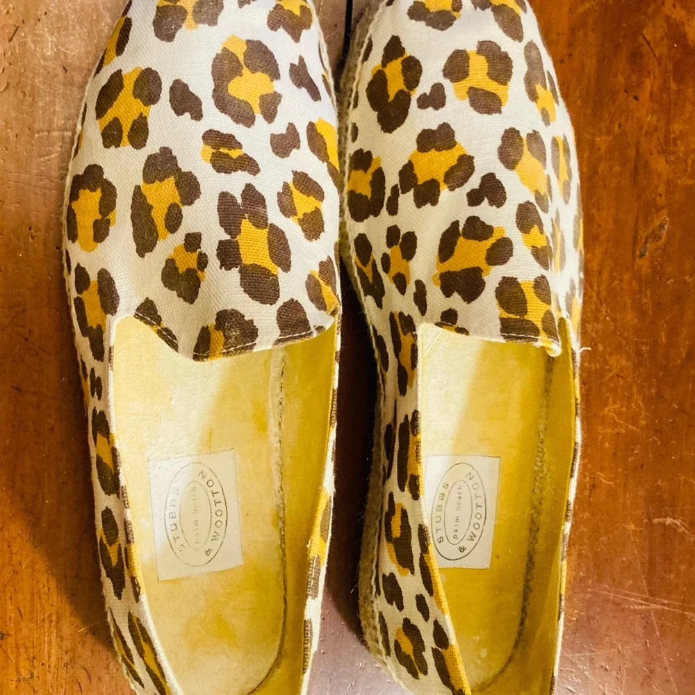 Classic Stubbs & Wootton chettah printed canvas espadrilles jute woven outsole